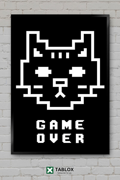 TABLOX Game Over Cat Το παιχνίδι έχει τελειώσει Αστεία αφίσα για παιχνίδια με...