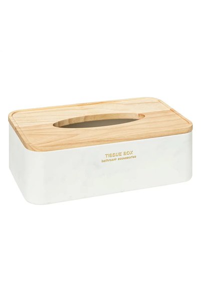 5FIVE Lea Tissue Box (White, 25 x 13.3 x 8.6 cm)