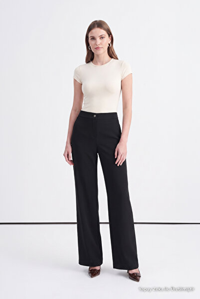 Zühre High Waist Spanish Flare Black Trousers 0153