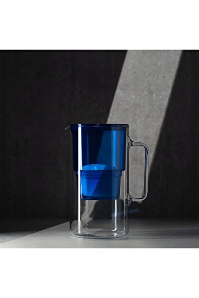 Wessper Carafa cu filtru din sticlă D2 Borosilicat 3l albastru + 3 filtre