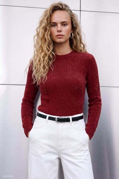 Sateen Bearded Knitwear - Red