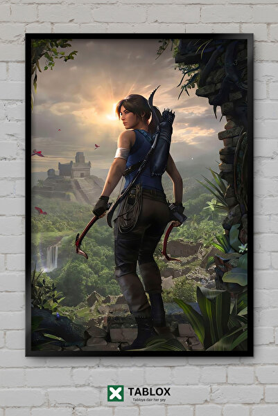 TABLOX Tomb Raider Lara Croft Αφίσα περιπέτειας βιντεοπαιχνιδιών με κορνίζα Δ...