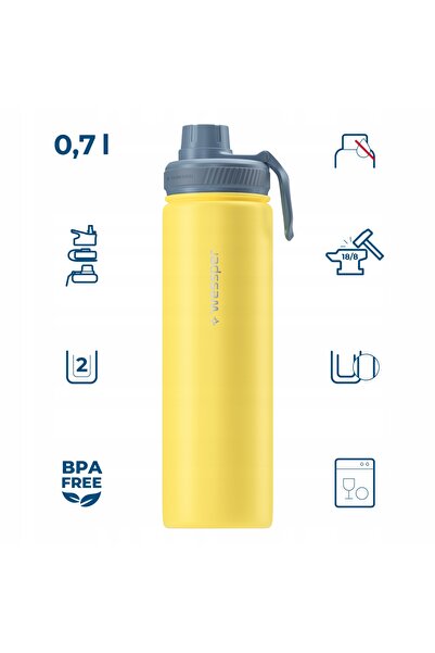 Wessper Termos B3 THERMOSTEEL, sticlă termică pentru apă 0,7 l + 3 duze