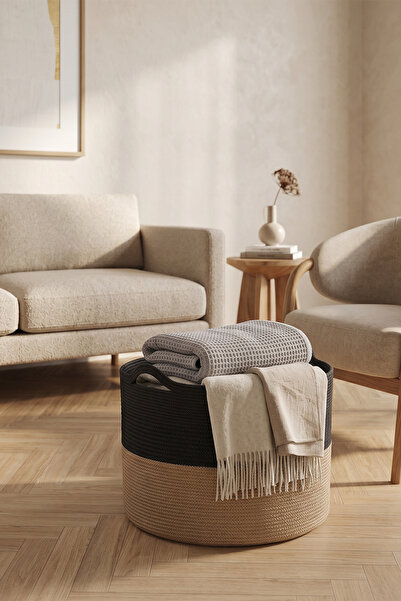 Villadia Home Textile Hasır Sepet Çok Amaçlı Çamaşır Oyuncak Battaniye Kıyafe...