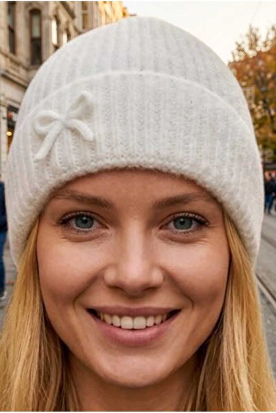 Kadın Fiyonk Detaylı Örme Triko Kışlık Bere