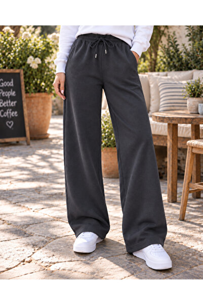 Fioria Women's Smoked Straight-Leg Modal Fabric Sweatpants with Pockets