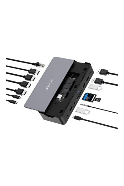 Verbatim Adaptor stație de andocare USB-C Pro 15 în 1 2xHDMI/1xRJ45/3xUSB-A/3...
