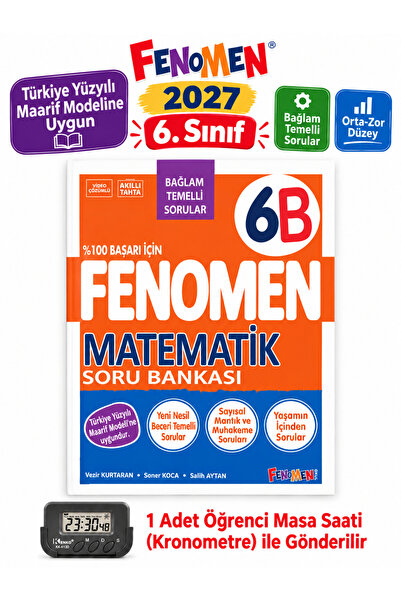 Fenomen Yayıncılık YENİ ÜRÜN 6.Sınıf 2027 MATEMATİK 6B %100 MAARİF MODEL Bağl...