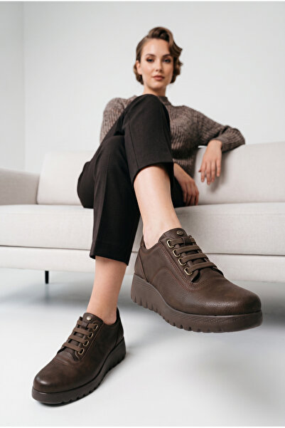 Mammamia Women's Genuine Leather Orthopedic Winter Sports Style Wedge Heel Ca...