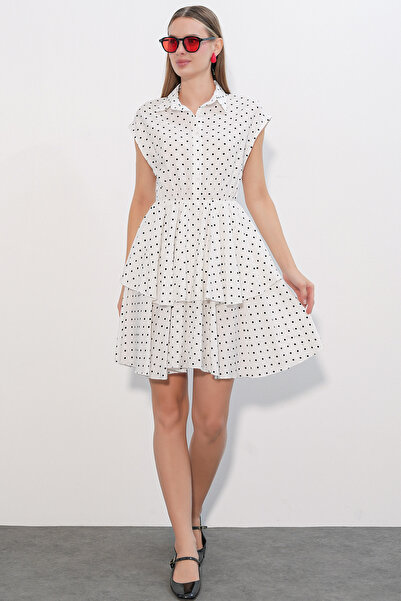 Modamorfo Women's Zero Sleeve Folded Dress 2622 - A.White