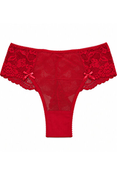 Zena Plus Size Floral Lace Bow Detailed Stretchy Women's Panties