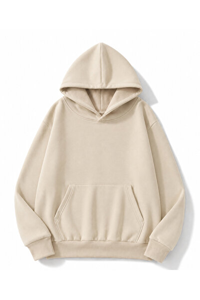 MOONBULL Unisex Şimşek Taş Sırt Baskılı Kanguru Cepli Kapüşonlu Oversize Sweatshirt