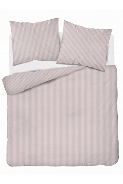 Detexpol Lenjerie de pat damasc 160x200 roz pudră uni cu dungi de 1 cm Pure