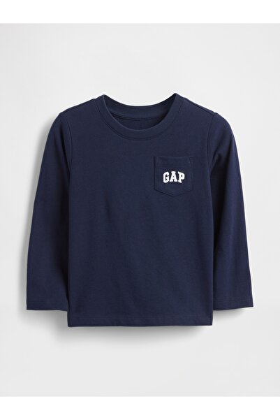 GAP Erkek Bebek Lacivert Logo Cep T-Shirt