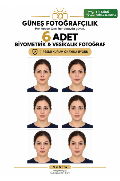 6 Adet Biyometrik Fotoğraf Baskısı – 5x6 cm