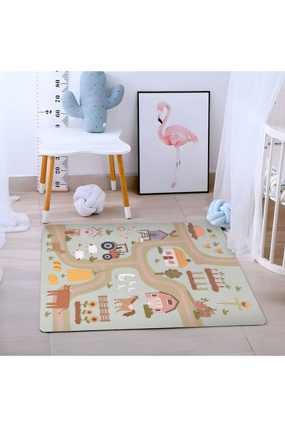 Ecotoys Covoraș mare din spumă EVA pentru copii, model fermă, 90,5x90,5 cm, 2...