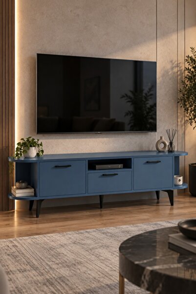 SuloraHome Mavi TV Sehpası 160x35 cm Suntalam Modern Tasarım