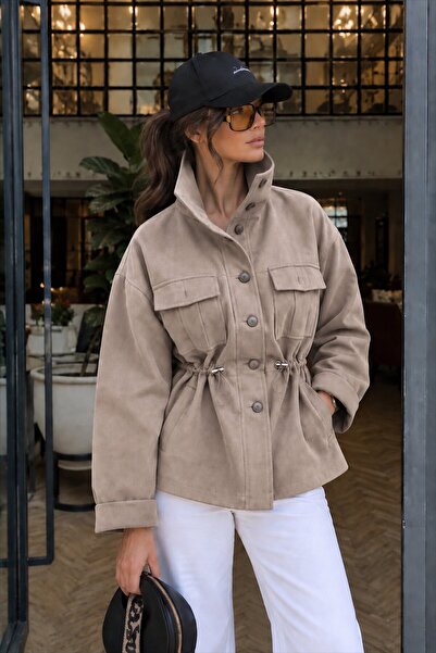 Trendsensin Lorven Süet Oversize Vizon Viral Kadın Ceket
