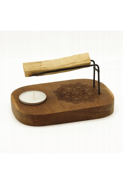 NO BRAND Suport pentru Palo Santo din lemn de tec, Yin-Yang, lucrat manual, p...