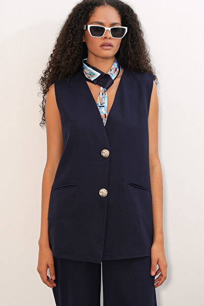 Modamorfo Women's Vest and Trousers Two-Piece Set 30086 - Navy Blue
