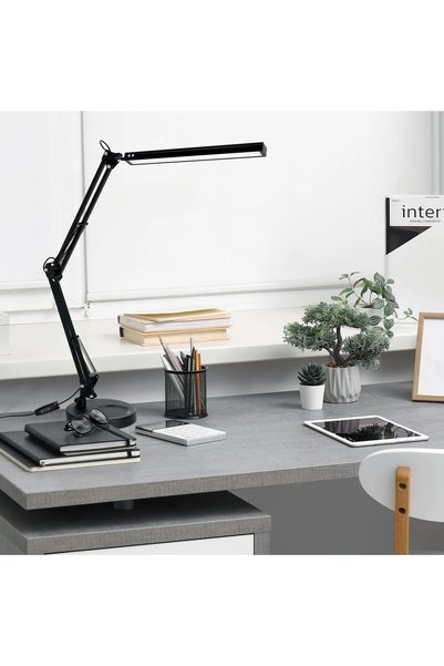 Platinet Lampă de birou LED, școlară, reglabilă, 10W, neagră, pentru desen te...