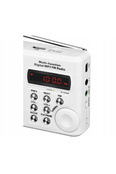Sencor Radio portabil de buzunar, alimentat cu baterii, FM USB MP3, alb, SRD ...