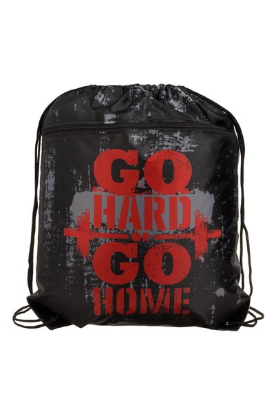 OEM Rucsac Sport Negru cu Buzunar "Go hard-Go home" 34x41cm - Rucsacuri, Juca...