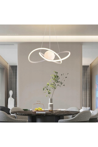 Interlook Lustră suspendată LED modernă, 60W, 50cm, cu lună 3D, pentru camera...