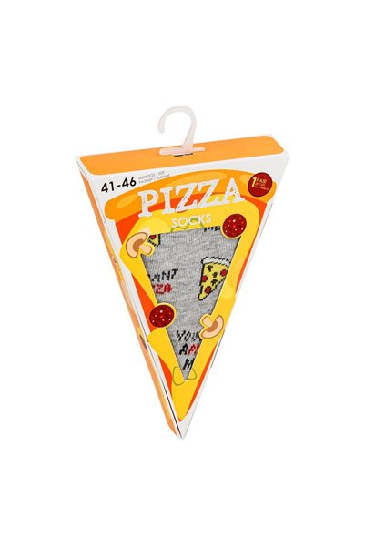 OEM Sosete Gri in Cutie cu Model Felie de Pizza - 1 pereche