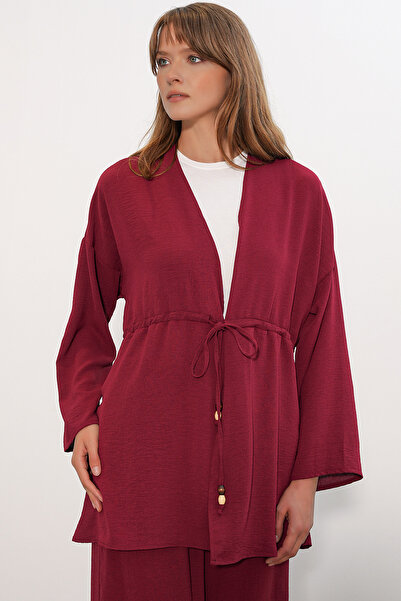Modamorfo Women's Ayrobin Kimono Pants Double Set 30101 - Burgundy