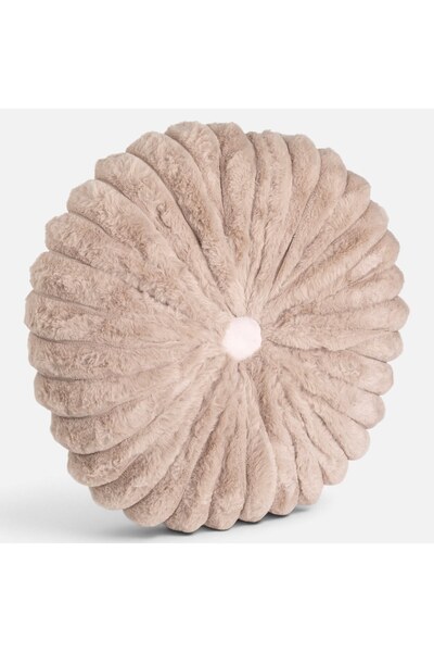 OEM Perna Decorativa Rotunda Bej cu Nasture pentru Canapea Ø35cm