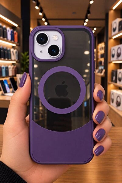 Barbanti iPhone 13/14 Uyumlu MagSafe Şeffaf Arka Kapaklı Kamera Korumalı Darb...