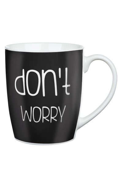 OEM Cana New Bone Neagra Imprimeu "Don't Worry" 360ml - Cani Mesaj, Bucătărie