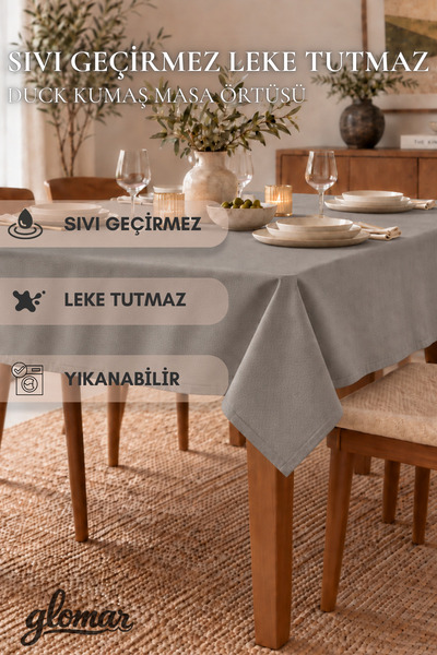GLOMAR Sivi mekani stolnjak sa patkama, otporan na vodu i mrlje, moderni deko...