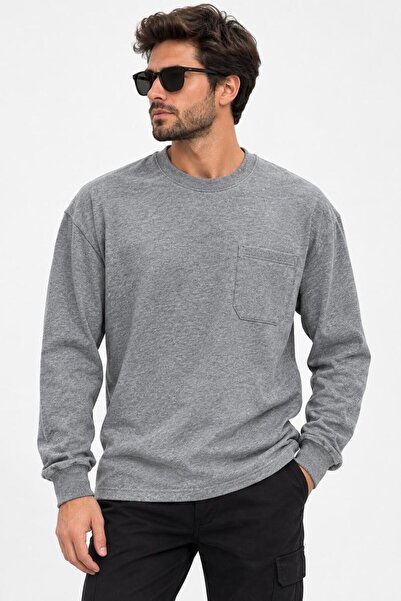 Coşkuner İş Güvenliği Gri Bisiklet Yaka İki İplik Sweatshirt
