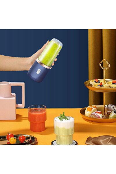 NO BRAND Mini Blender pentru Smoothie cu 6 Lame, Reîncărcabil USB, Mixer 1500mAh