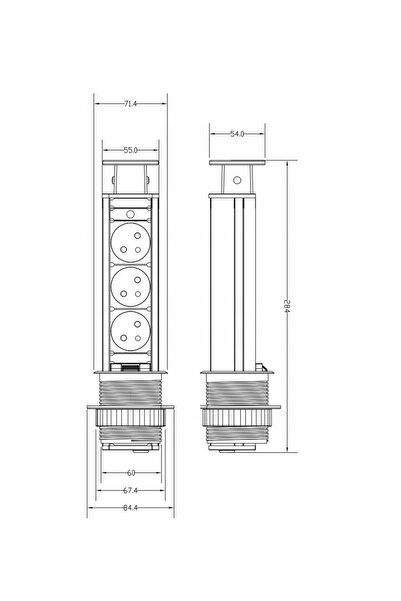 Orno Priză retractabilă pentru mobilier cu blat de birou 3x230V