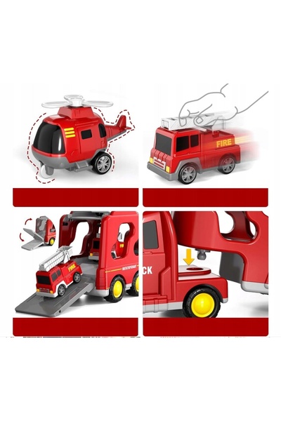 NO BRAND Jucărie camion de pompieri cu LED-uri, set de 7 piese, cadou rafinat...