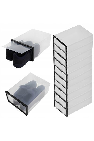 NO BRAND Set de 10 cutii organizatoare pentru pantofi cu clapetă, pentru depo...