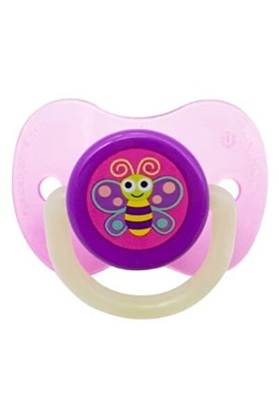 OEM Suzeta din Silicon Fosforescentă Mov Fluture cu Cutie 6-36 Luni - Honey Baby