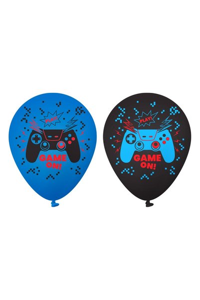 OEM Baloane de Petrecere Albastre Negre cu Model Control "Game On" 30cm - 10buc