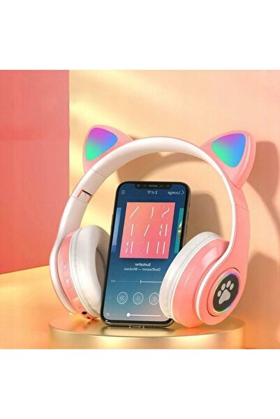NO BRAND Căști wireless Bluetooth peste ureche cu urechi de pisică, cadou pen...