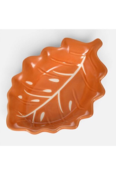 OEM Bol Farfurie Ceramica in Forma de Frunza Portocalie 15x10x3,5cm