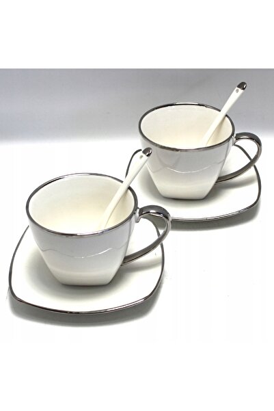 QUEEN SET DE 2 CĂNI PENTRU CAFEA DIN PORȚELAN PLATINUM ISABELL