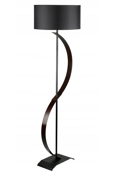 Interlook Lampadar modern E27, metalic, cu abajur din lemn, 144 cm