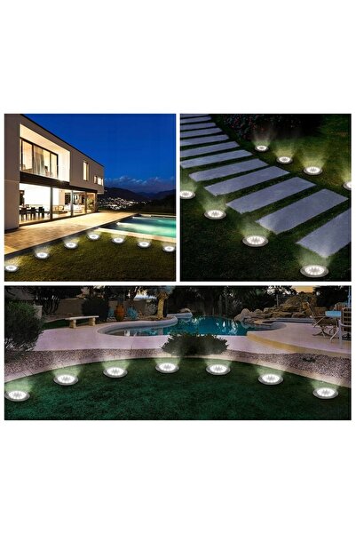 NO BRAND 8x Lămpi solare LED de exterior pentru grădină, spoturi îngropate, l...