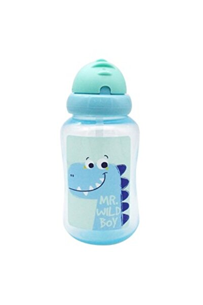 OEM Cana cu Pai din Plastic Bleu Dinozaur 340ml - Honey Baby - Cani Antrename...