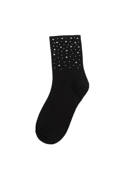 OEM Sosete Negre cu Strass Argintiu pentru Femei