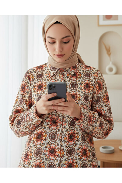 Modamorfo 3721 Graphic Patterned Shirt - Orange