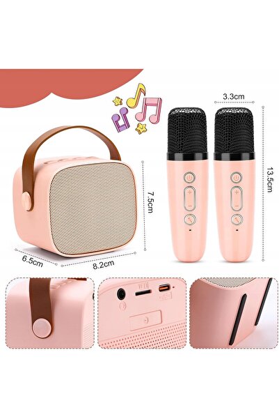 NO BRAND Set wireless de karaoke pentru copii cu difuzor Bluetooth + 2 microf...